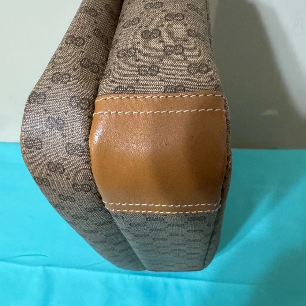 Gucci Micro Logo Tan and Brown Messenger Style Bag